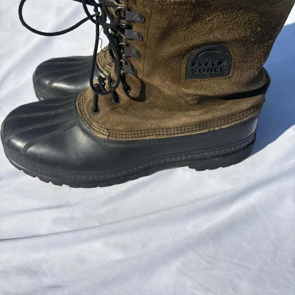 Sorel Kaufman Steel Shank Brown Suede Mens Snow Boots Mens Made In USA Vintage